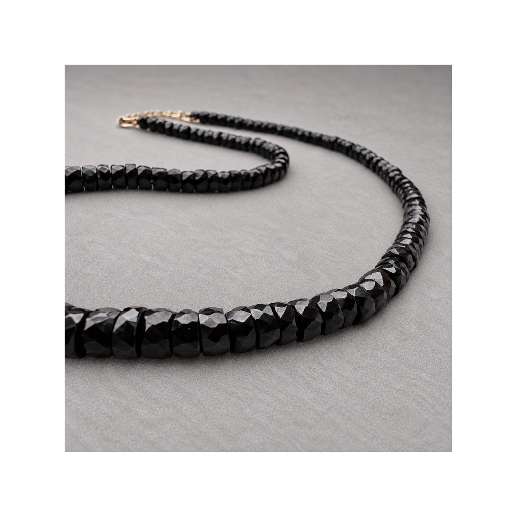 BLACK SERPENT 5 mm faceted black spinel necklace with 14k gold-filled fittings