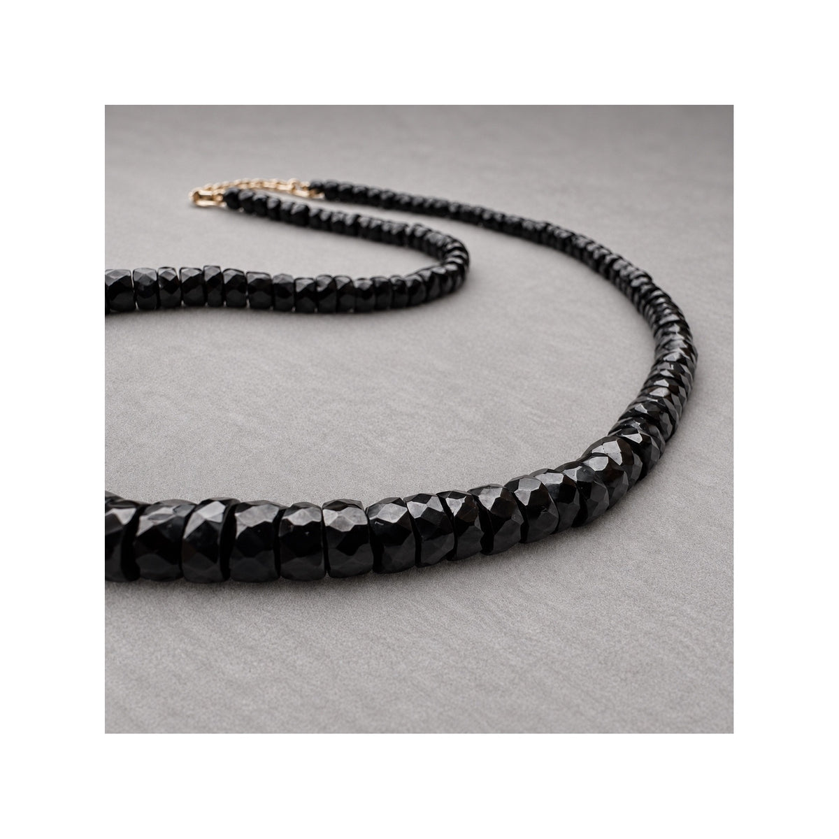 BLACK SERPENT 5 mm faceted black spinel necklace with 14k gold-filled fittings