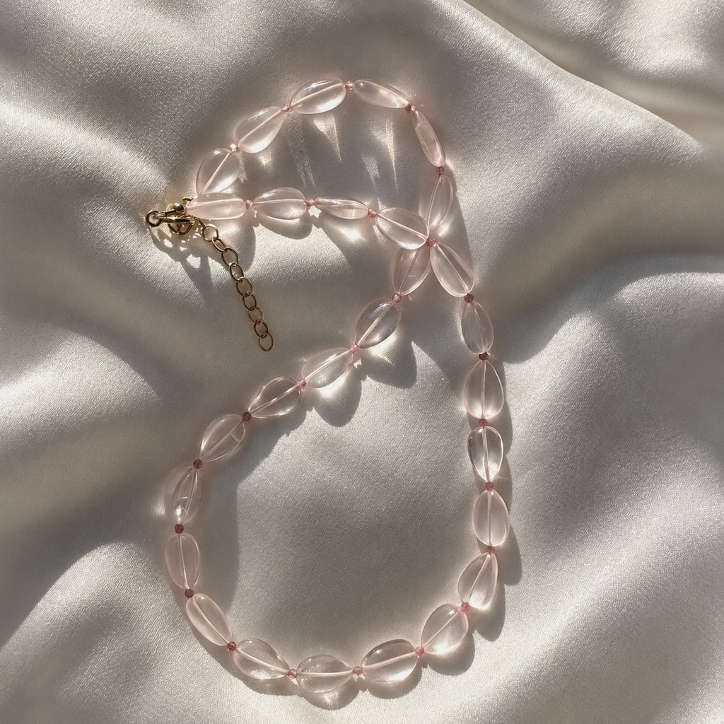 ROSE WATER natural rose quartz and pink tourmaline necklace