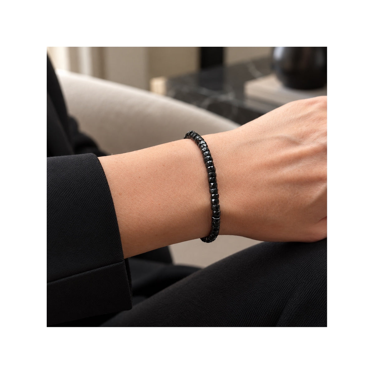 BLACK SERPENT 5 mm black spinel bracelet by FLAME Atelier London