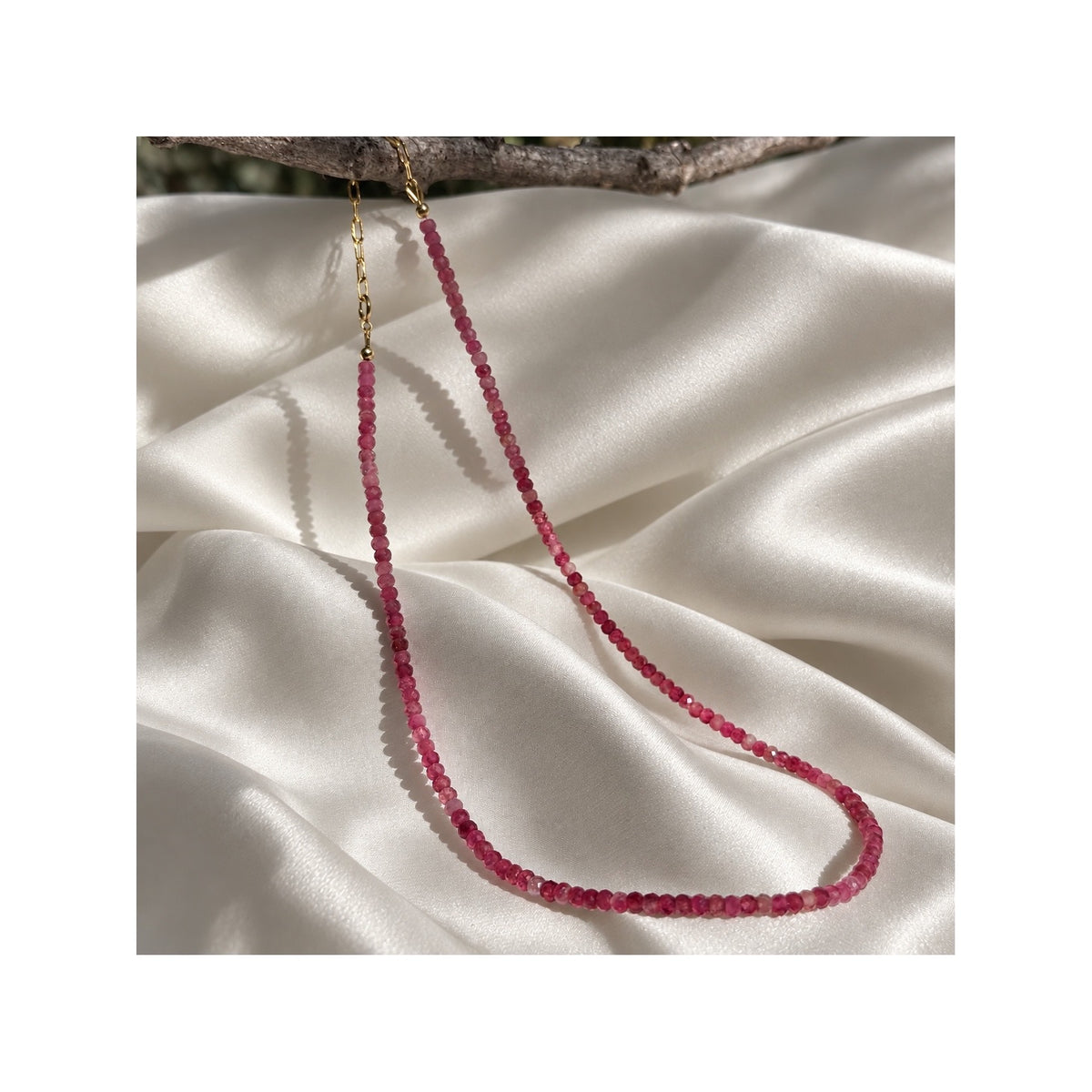 GERTRUDE IN BLOOM — Natural AAA+ Pink Tourmaline Necklace