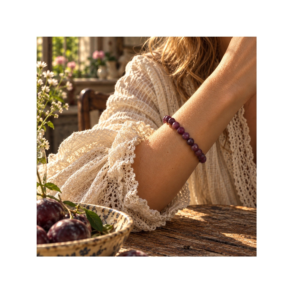 THE WORLD OF TWO — Natural Untreated AAA Purple Ruby Bracelet · Solid 14k Gold