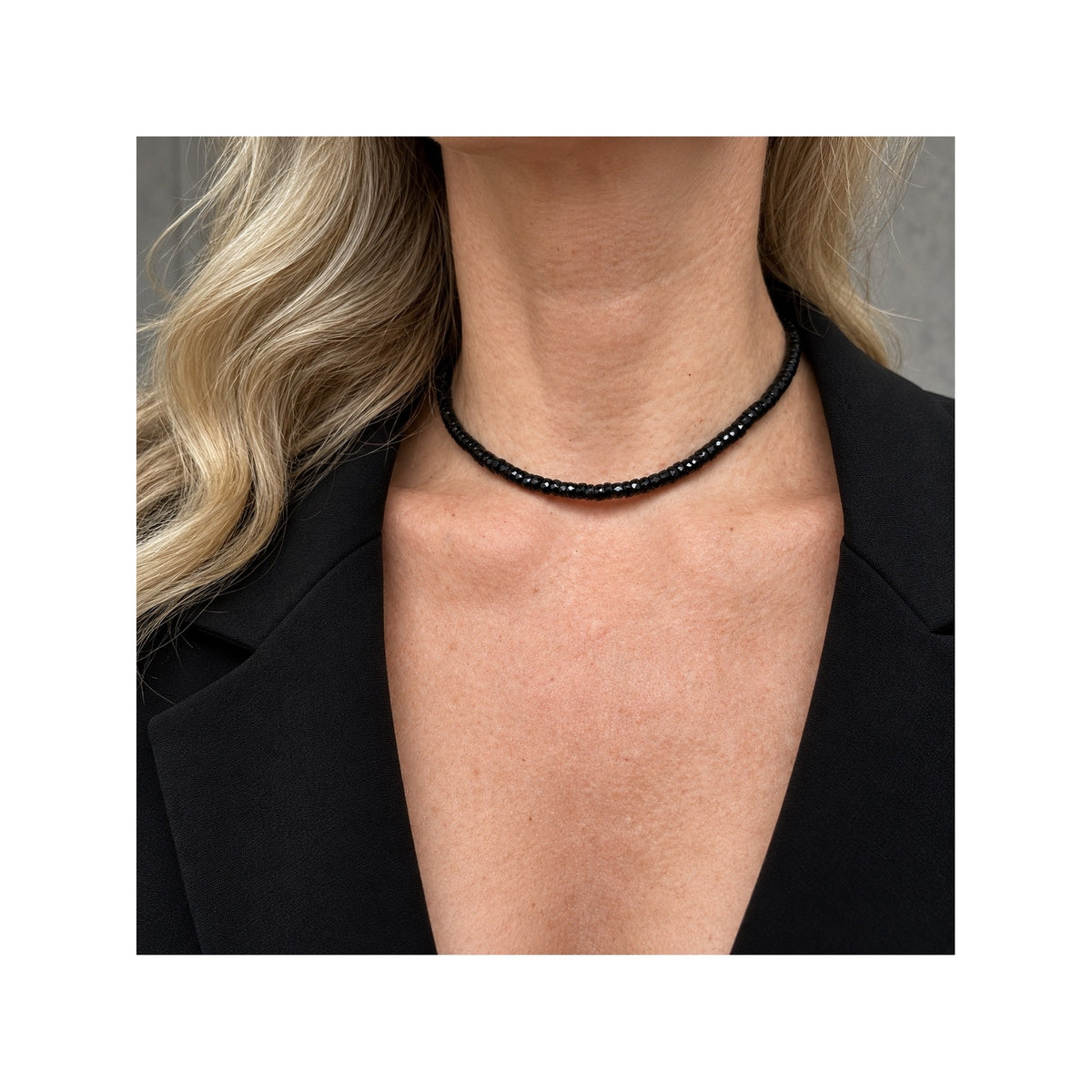 BLACK SERPENT natural AA black spinel necklace with irregular faceted 5 mm rondelles by FLAME Atelier
