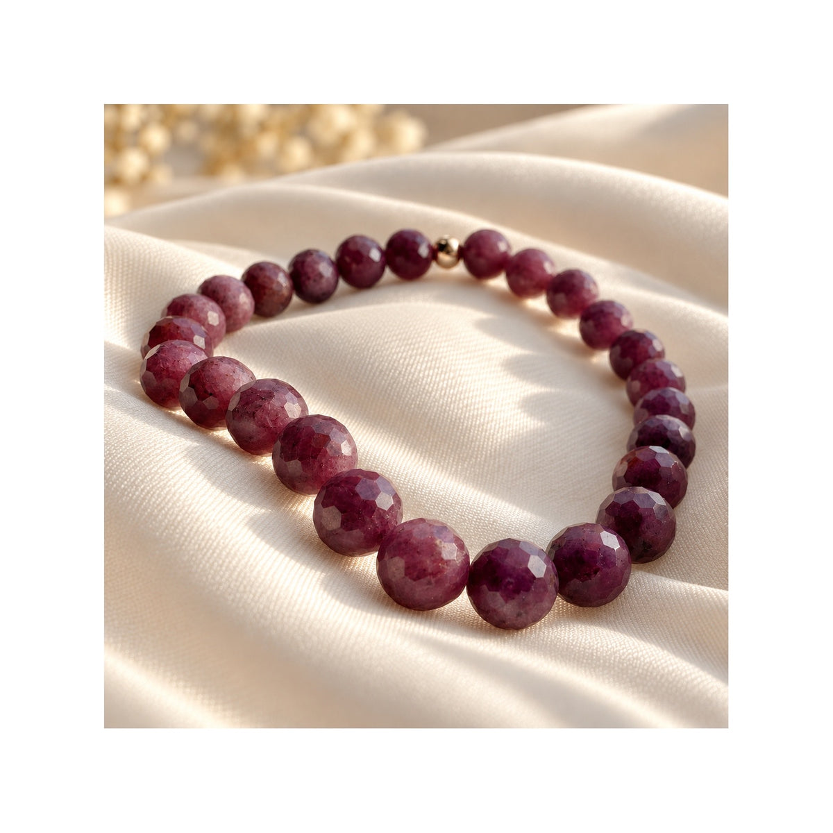 THE WORLD OF TWO — Natural Untreated AAA Purple Ruby Bracelet · Solid 14k Gold