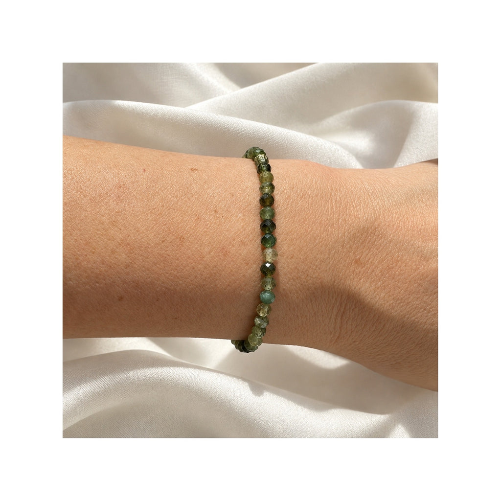 FOREST GREENS — Natural Untreated AAA Green Tourmaline Bracelet · Solid 14k Gold