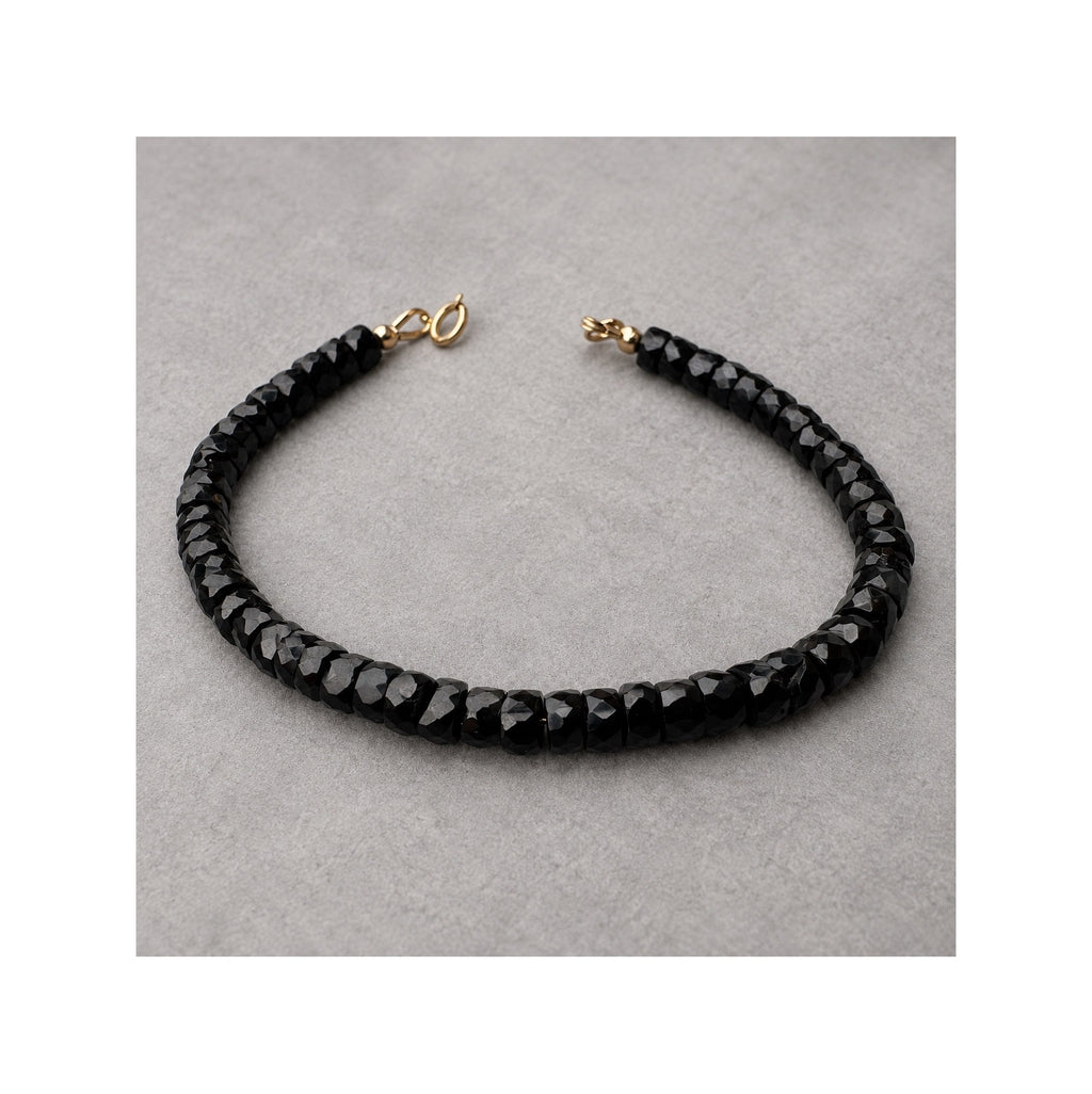 BLACK SERPENT bracelet with irregular faceted black spinel rondelles