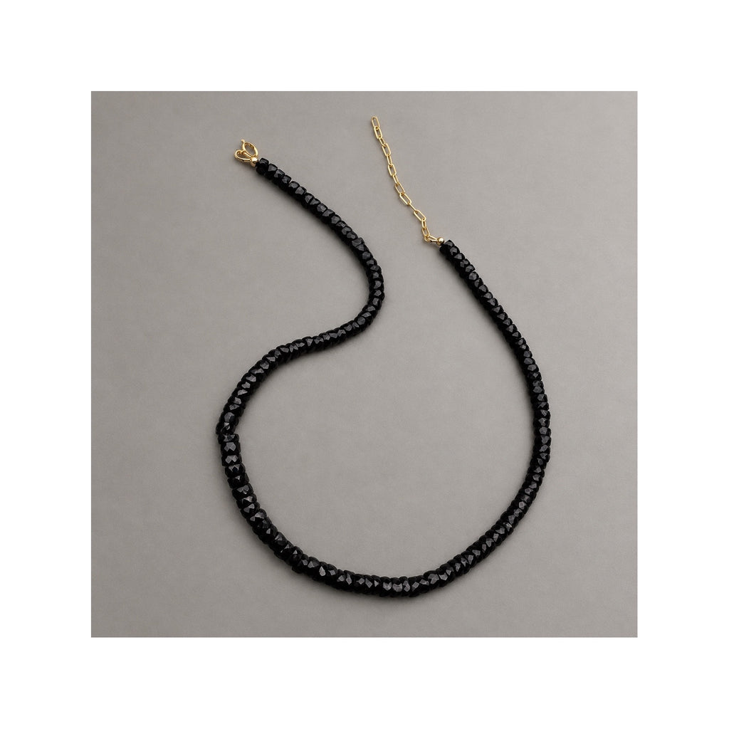Natural untreated black spinel necklace, BLACK SERPENT collection by FLAME Atelier London