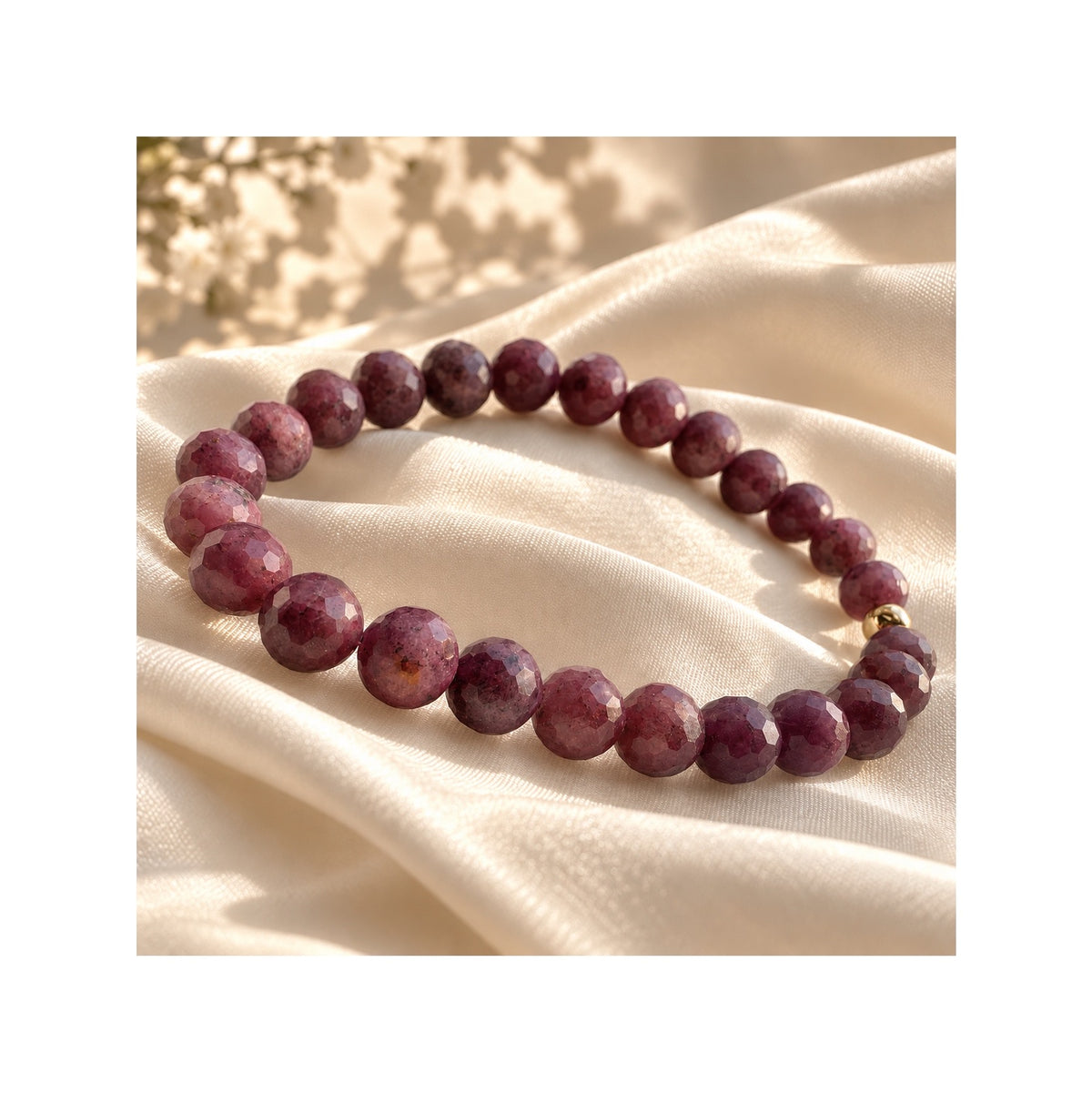 THE WORLD OF TWO — Natural Untreated AAA Purple Ruby Bracelet · Solid 14k Gold