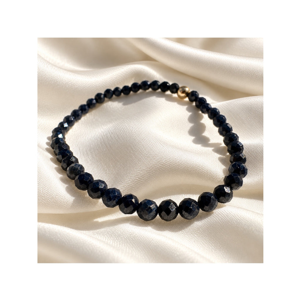 THE WORLD OF TWO — Natural Untreated AAA Blue Sapphire Bracelet · Solid 14k Gold