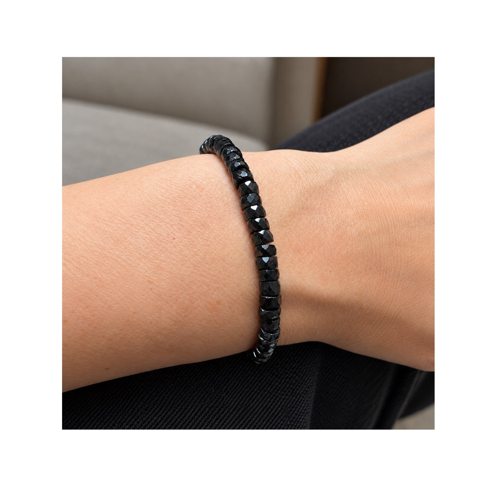 Natural untreated AA black spinel bracelet from Thailand, BLACK SERPENT by FLAME Atelier