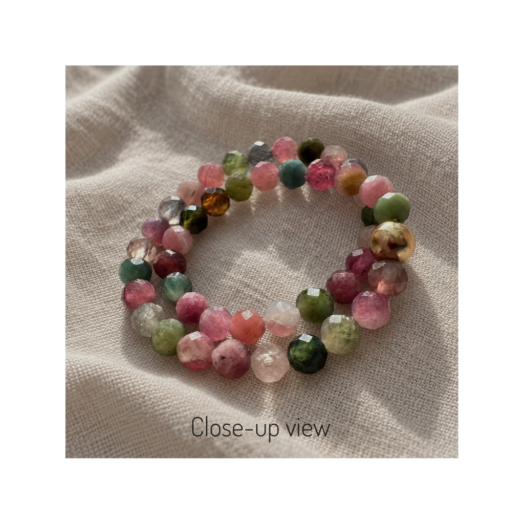FLORA — Natural Untreated AAA Multicolour Tourmaline Bracelet · Solid 14k Gold