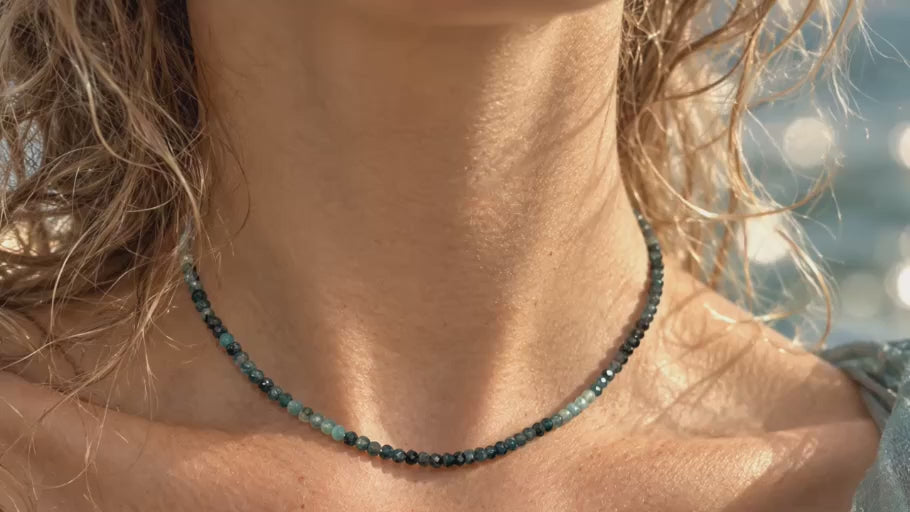 DEEP WATERS — Natural Untreated Blue-Green Tourmaline Necklace